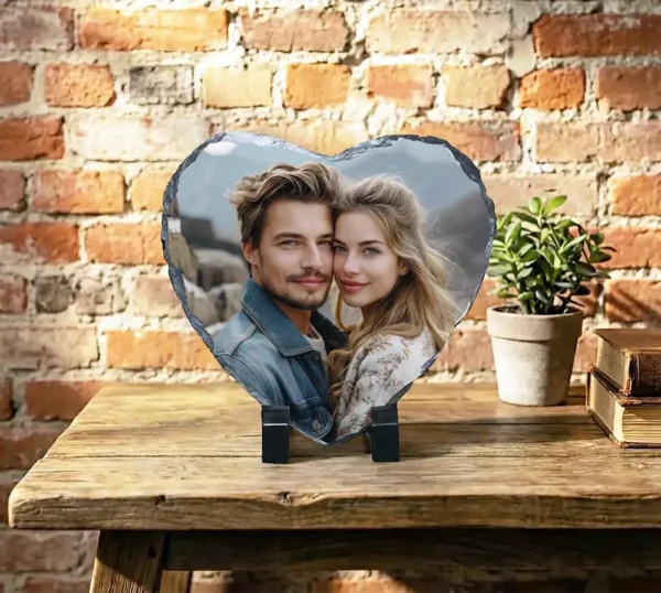 Placă de ardezie personalizată inimă 20×20 cm