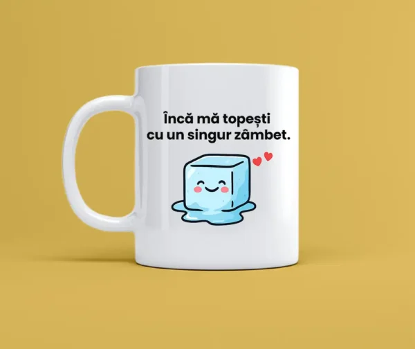 Cana personalizata alba cu mesajul ma topesti