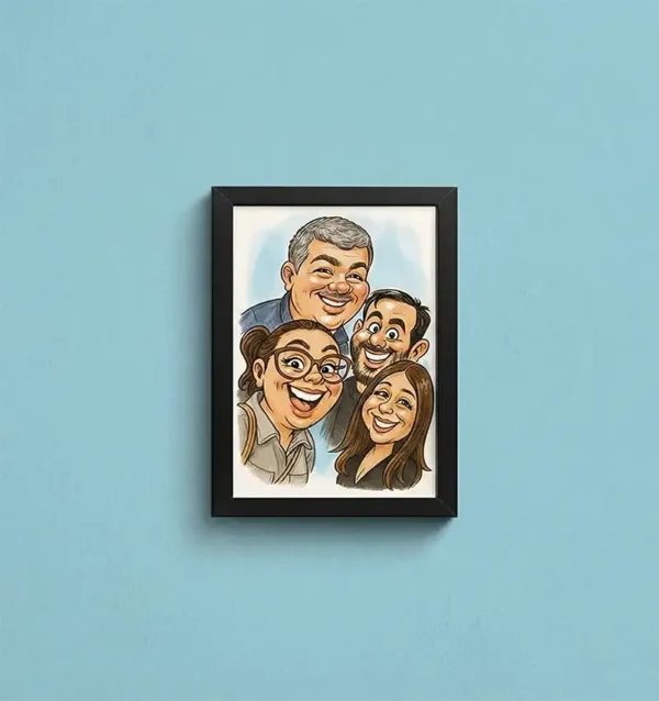 Caricatură Personalizată în Ramă Foto 10x15 cm - După fotografia ta - neagra