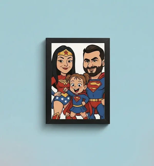 Caricatură Personalizată în Ramă Foto 13x18 cm - După fotografia ta- neagra