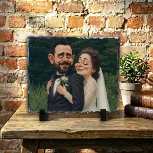 Caricatură pe placă de ardezie 20x15cm