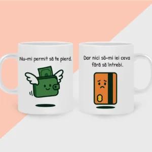 Set cani personalizate albe cu mesaj Nu-mi permit sa te pierd, cadou pentru cupluri