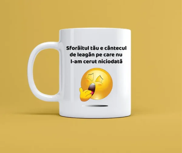 Cana personalizata alba cu mesajul cantec de leagan