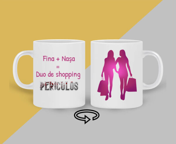 Cana personalizata alba cu mesaj nasa si fina, cadou amuzant pentru iubitorii de cafea