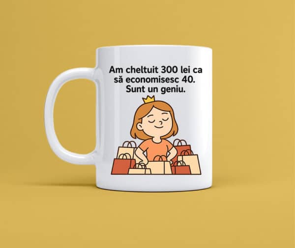 Cana personalizata alba cu mesaj sunt un geniu, cadou amuzant pentru iubitorii de cafea