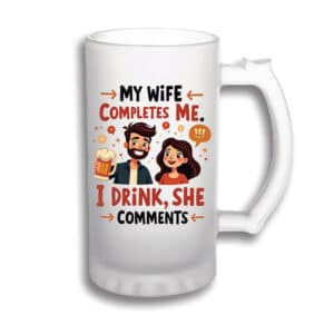 Halba personalizata 500 ml alba cu mesaj Sotia ma completeaza