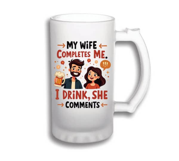 Halba personalizata 500 ml alba cu mesaj Sotia ma completeaza