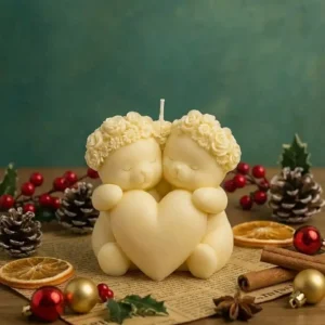 Lumânare de Crăciun Ursuleții Îndragostiti