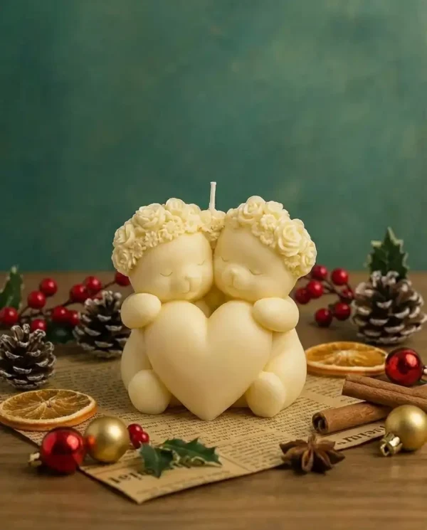 Lumânare de Crăciun Ursuleții Îndragostiti