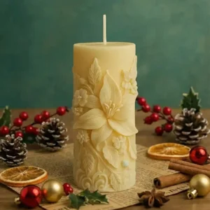 lumânare de Crăciun flori în relief