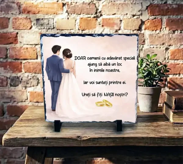 Placă de ardezie personalizată cerere nași