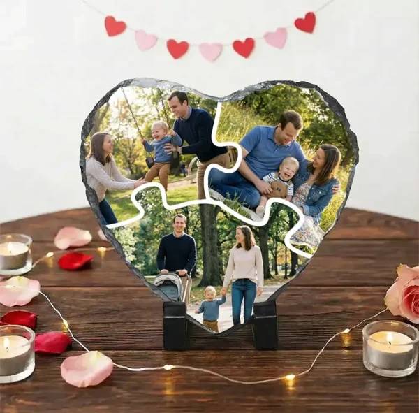 placă de ardezie inimă puzzle foto