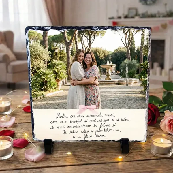 Placă Personalizată pentru MAMA – Poză și Scris de Mână Placă Personalizată pentru MAMA – Poză și Scris de Mână