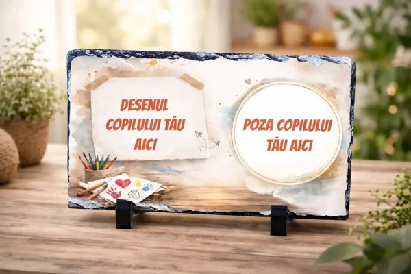 Placă ardezie personalizată cu poza și desenul copilului_2