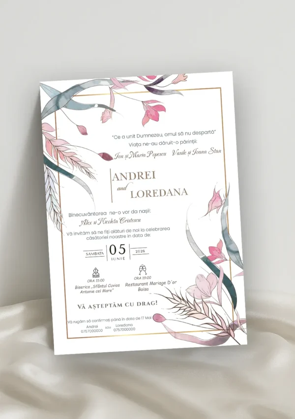 Invitație Nuntă Model 28 invitatie nunta eleganta model 28