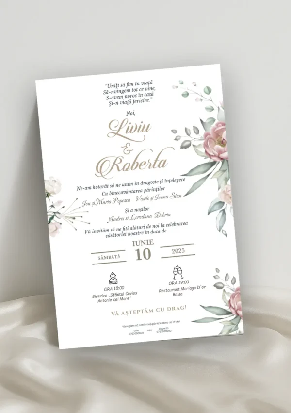 Invitație Nuntă Model 33 invitatie nunta eleganta model 33
