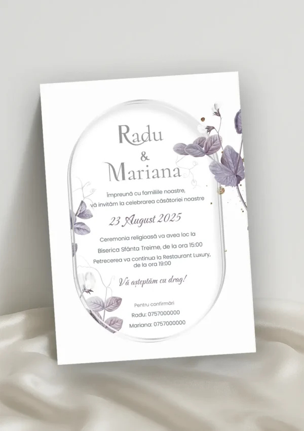 Invitație nuntă elegantă personalizată – Model 7