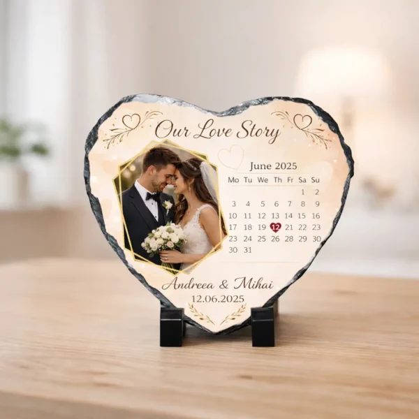 Placă Ardezie Personalizată cu Fotografie și Calendar Placă Ardezie Personalizată cu Fotografie și Calendar
