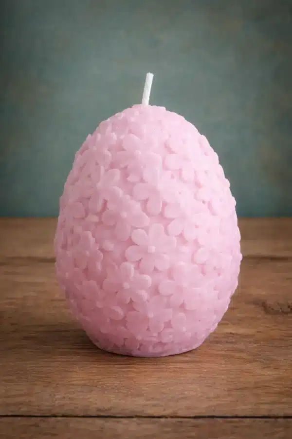 Coșuleț Paște cu lumânare ou floral roz