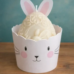 Lumânare Paște ou cu iepuraș în suport tematic