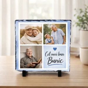 Placă Ardezie Personalizată Bunic – Colaj 3 Poze