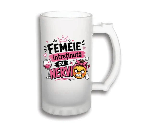 Halba bere personalizata Femeie inretinuta cu Nervi