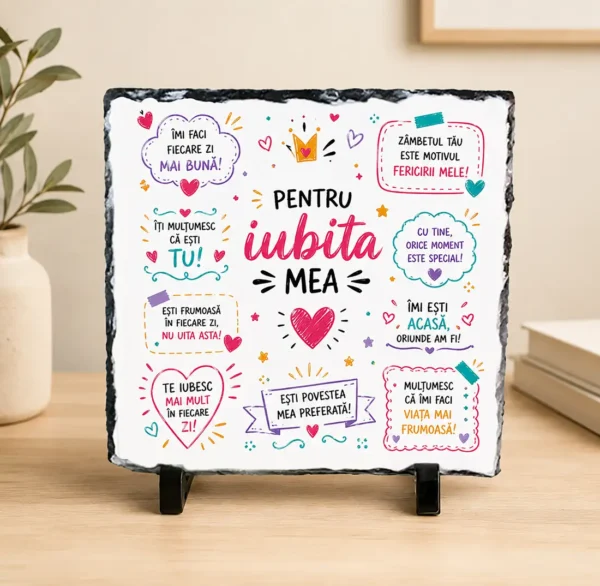 Placă Ardezie pentru Iubita Mea – Cadou Romantic placă ardezie pentru iubita mea