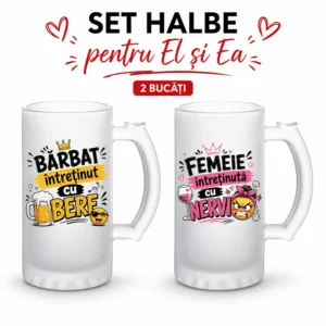 set halbe personalizate barbat cu bere femeie cu nervi