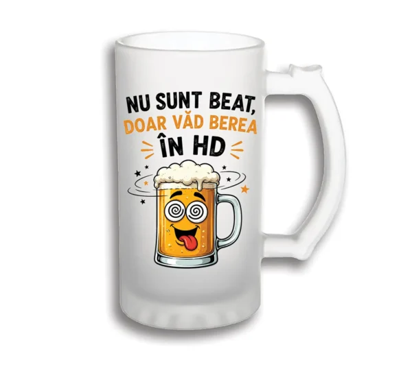 Halbă bere personalizată 500 ml – „Nu sunt beat” halbă bere personalizată Nu sunt beat