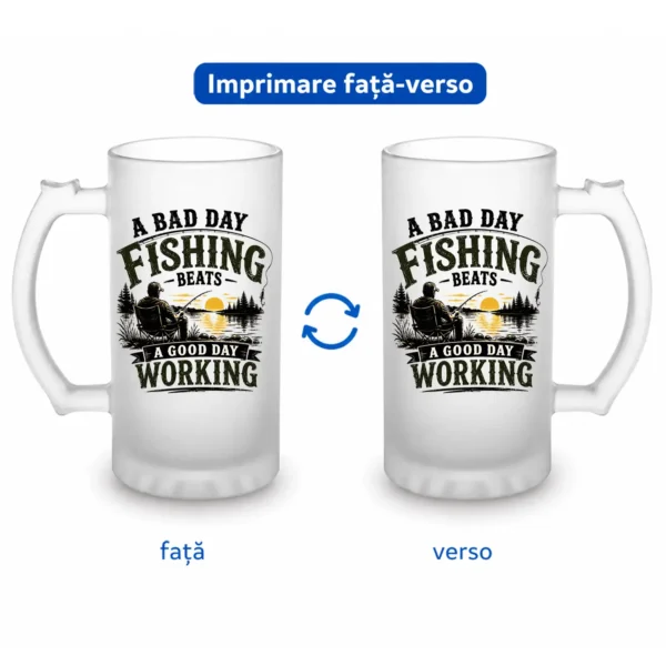 Halbă Bere Personalizată 500 ml – A bad day fishing_