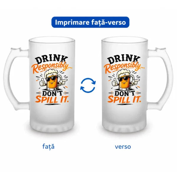 Halbă Bere Personalizată 500 ml – Drink responsibily