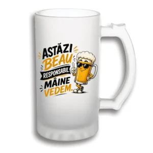 halbă bere personalizată Astazi beau responsabil_