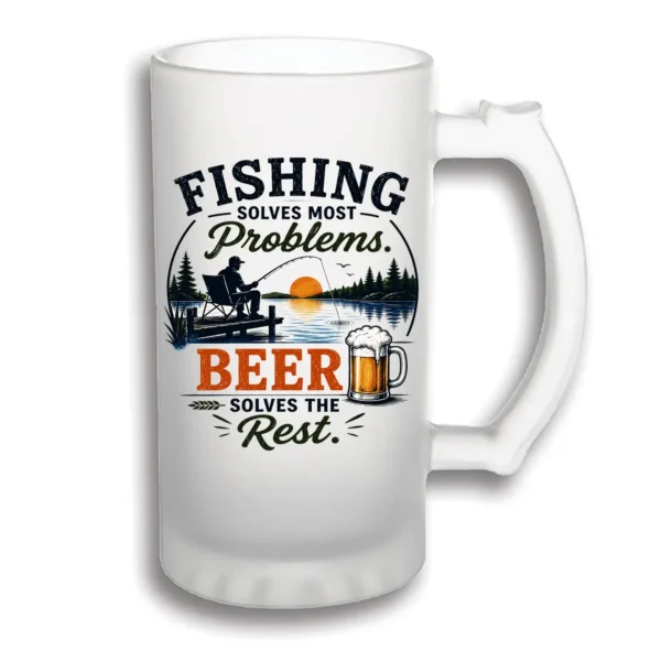 halbă bere personalizată Fishing solves most problems