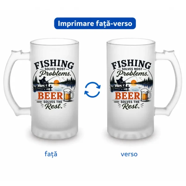 halbă bere personalizată Fishing solves most problems
